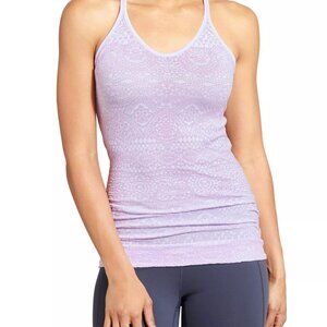 Athleta Eagle Pose Lace Print Racerback Fitted Tank Top Lilac Purple Size Small